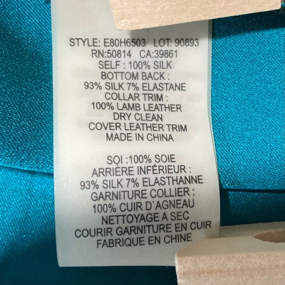 Ellie Tahari Silk + Elastane Blouse in Teal Blue+Forest Green - Some Flaws - Picture 7 of 16